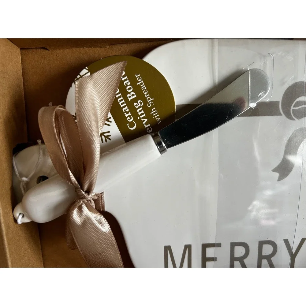 Holiday serving board spatula ceramic classic minimalist decor gift NIP service